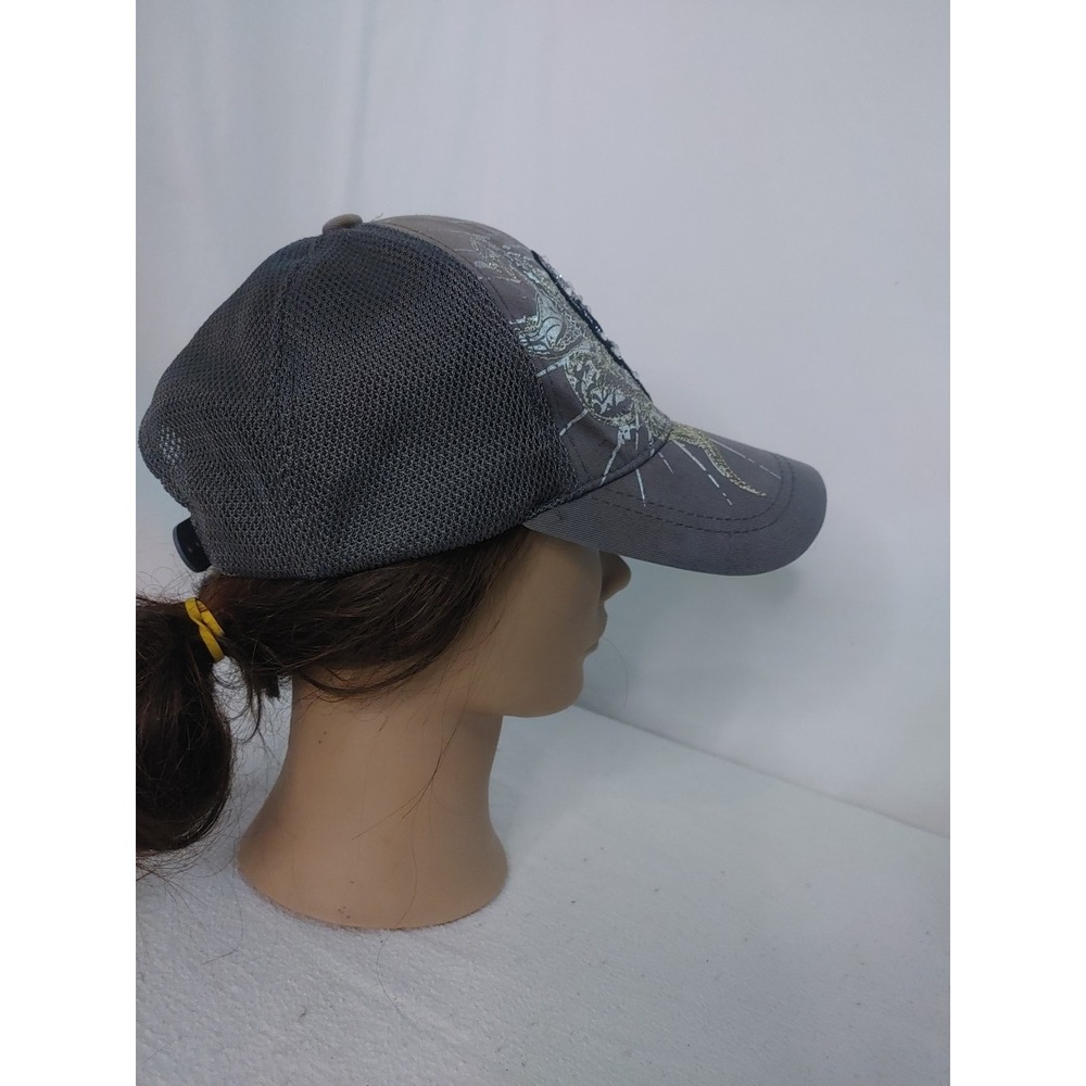 KB Ethos VTG Skull Embroidery Snapback Hat Skulls‎ Adjustable Cap Women Grey - Picture 4 of 8